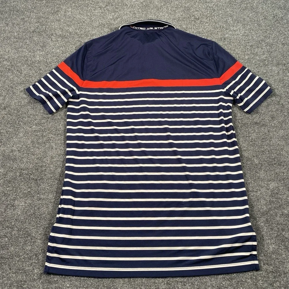 RLX Ralph lauren Mens Medium Performance Fabric Wicking Golf Striped Polo Shirt